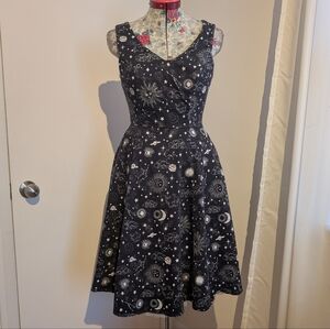Eva Rose Black Celestial Midi Dress Size Small